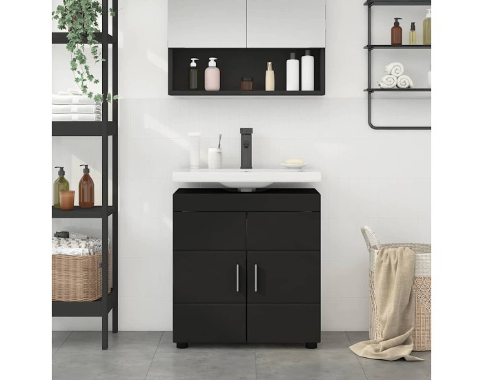 Sonata Set dulap baie TULUM Negru 60 x 34 x 63 cm Lemn prelucrat