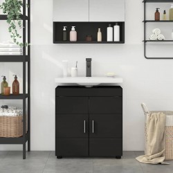 Sonata H Шкаф за баня с мивка със съхранение TULUM Черно 60 x 34 x 63 см - Dulapuri de baie
