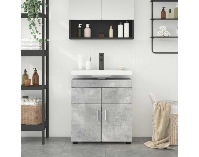Sonata H Шкаф за баня с мивка с врата TULUM Бетонно сиво 60 x 34 x 63 см
