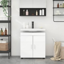 Sonata H Шкаф за баня с мивка TULUM Бяло Със Силен Гланц 60 x 34 x 63 см - Dulapuri de baie