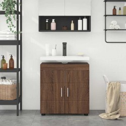 Sonata H Шкаф за баня с мивка с врата TULUM Кафяв дъб 60 x 34 x 63 см - Dulapuri de baie