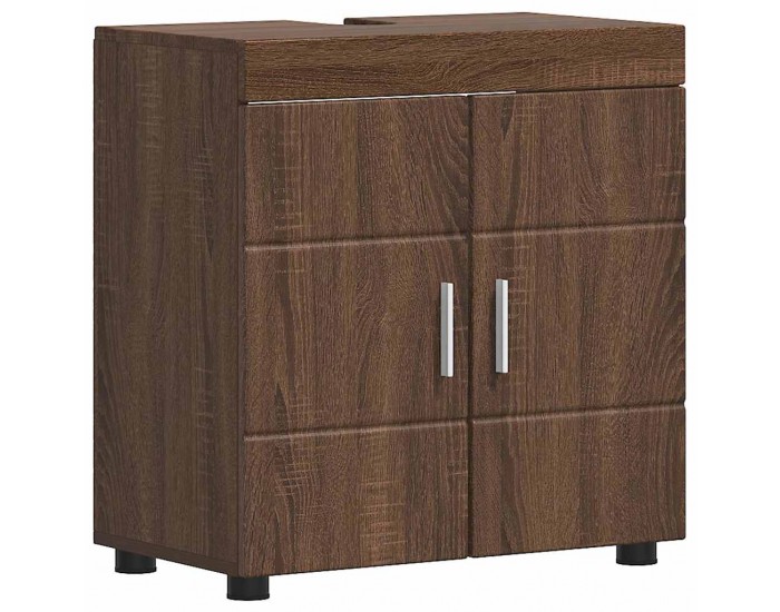 Sonata H Шкаф за баня с мивка с врата TULUM Кафяв дъб 60 x 34 x 63 см