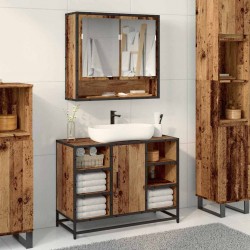 Sonata H Шкаф с огледало за баня с рафт Старо дърво 65 x 20 x 60 см - Dulapuri de baie