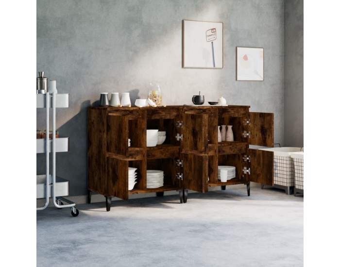 Sonata Dulapuri, 2 buc, stejar afumat, 60x30x75 cm, lemn prelucrat