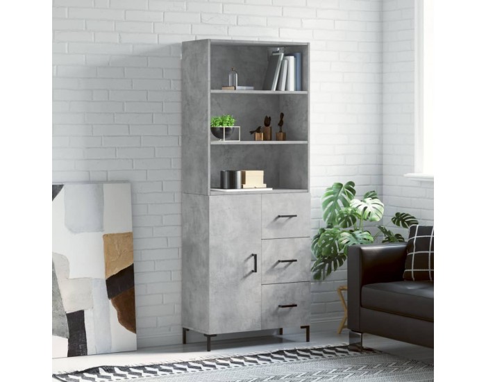 Sonata H Висок шкаф, бетонно сив, 69,5x34x180 см, инженерно дърво