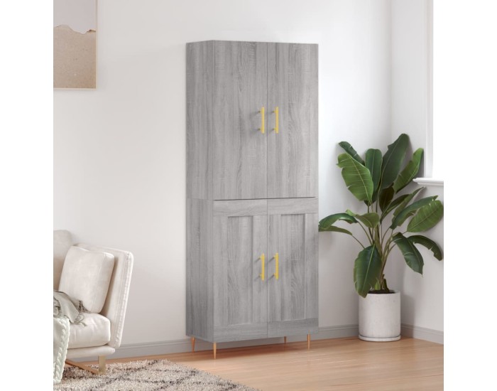 Sonata Dulap înalt, gri sonoma, 69,5x34x180 cm, lemn compozit