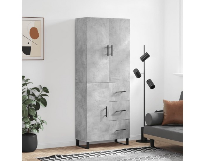 Sonata H Висок шкаф, бетонно сив, 69,5x34x180 см, инженерно дърво