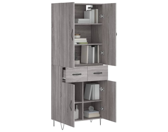 Sonata Dulap înalt, gri sonoma, 69,5x34x180 cm, lemn compozit