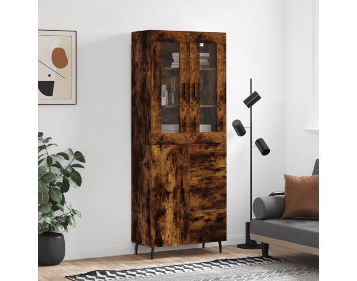 Sonata H Висок шкаф, опушен дъб, 69,5x34x180 см, инженерно дърво