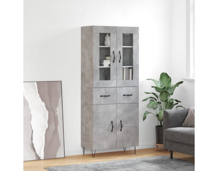 Sonata H Висок шкаф, бетонно сив, 69,5x34x180 см, инженерно дърво