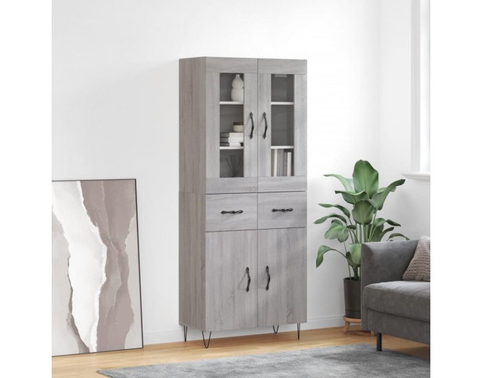 Sonata H Висок шкаф, сив сонома, 69,5x34x180 см, инженерно дърво