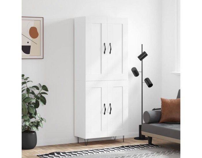 Sonata H Висок шкаф, бял, 69,5x34x180 см, инженерно дърво