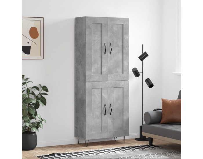 Sonata H Висок шкаф, бетонно сив, 69,5x34x180 см, инженерно дърво