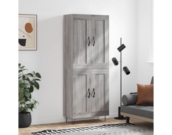 Sonata H Висок шкаф, сив сонома, 69,5x34x180 см, инженерно дърво