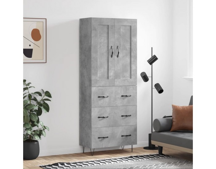 Sonata H Висок шкаф, бетонно сив, 69,5x34x180 см, инженерно дърво