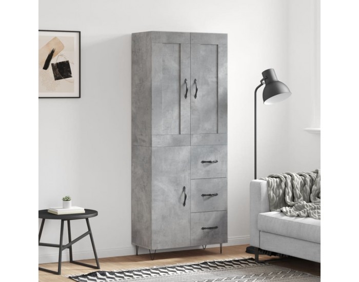Sonata H Висок шкаф, бетонно сив, 69,5x34x180 см, инженерно дърво