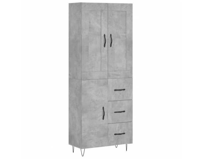 Sonata H Висок шкаф, бетонно сив, 69,5x34x180 см, инженерно дърво