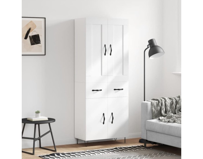 Sonata Dulap înalt, alb, 69,5x34x180 cm, lemn compozit