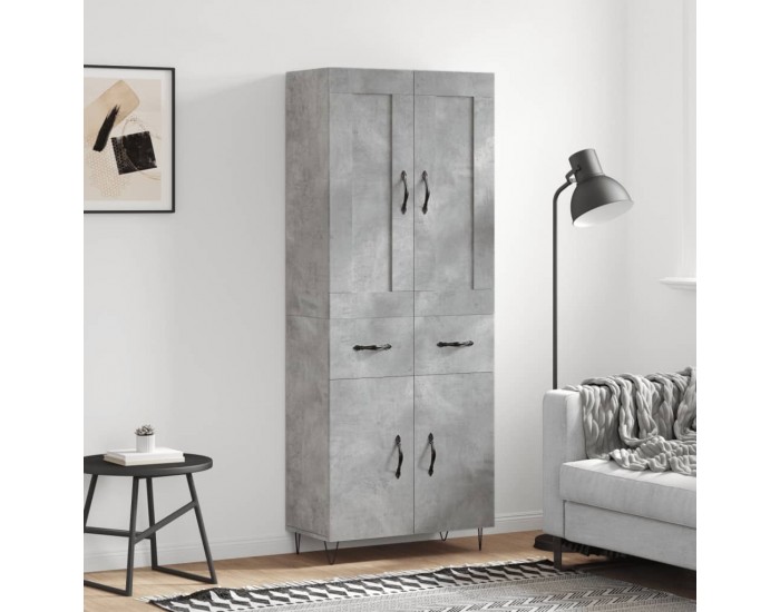 Sonata H Висок шкаф, бетонно сив, 69,5x34x180 см, инженерно дърво