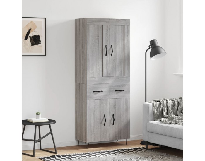 Sonata H Висок шкаф, сив сонома, 69,5x34x180 см, инженерно дърво