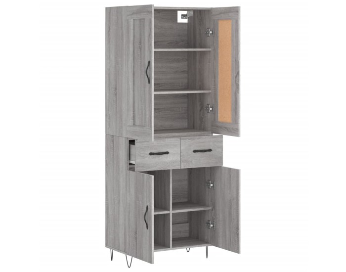 Sonata Dulap înalt, gri sonoma, 69,5x34x180 cm, lemn compozit