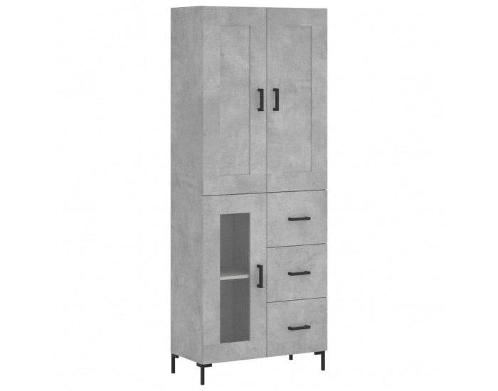 Sonata H Висок шкаф, бетонно сив, 69,5x34x180 см, инженерно дърво