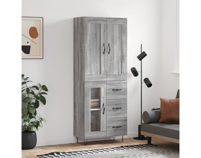 Sonata H Висок шкаф, сив сонома, 69,5x34x180 см, инженерно дърво