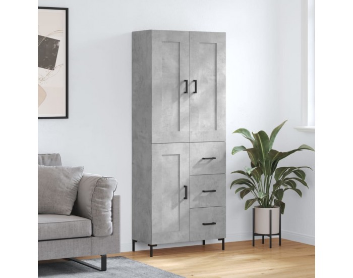 Sonata H Висок шкаф, бетонно сив, 69,5x34x180 см, инженерно дърво