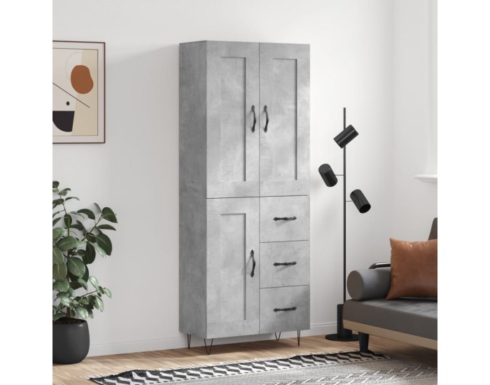 Sonata H Висок шкаф, бетонно сив, 69,5x34x180 см, инженерно дърво