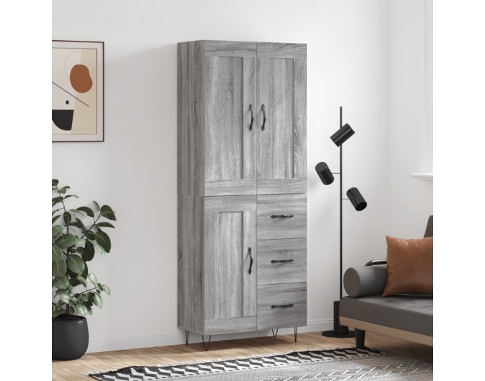 Sonata H Висок шкаф, сив сонома, 69,5x34x180 см, инженерно дърво