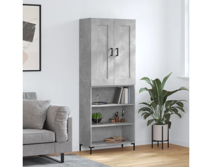 Sonata H Висок шкаф, бетонно сив, 69,5x34x180 см, инженерно дърво