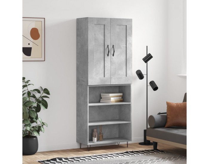 Sonata H Висок шкаф, бетонно сив, 69,5x34x180 см, инженерно дърво