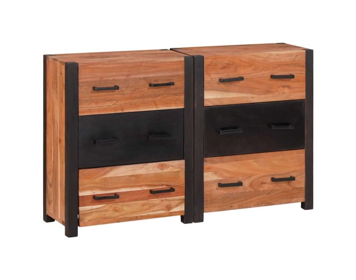 Sonata Bufet 3 buc. Maro 110 x 30 x 75 cm Lemn Solid de Acacia