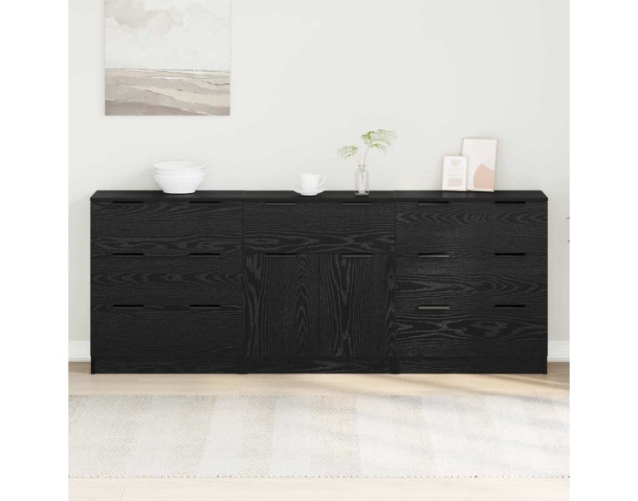 Sonata H Служебен шкаф 3 pcs Черен дъб 60 x 30 x 70 см Инженерно дърво