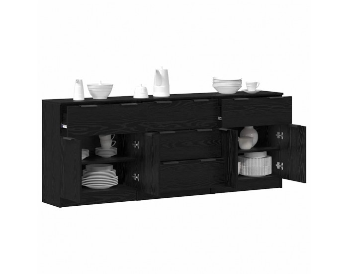 Sonata H Служебен шкаф 3 pcs Черен дъб 60 x 30 x 70 см Инженерно дърво