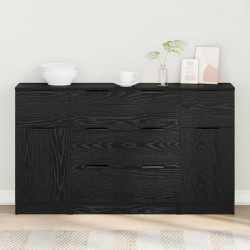 Sonata H Служебен шкаф 3 pcs Черен дъб 121 x 30 x 70 см Инженерно дърво - Corpuri, vitrine, biblioteci modulare