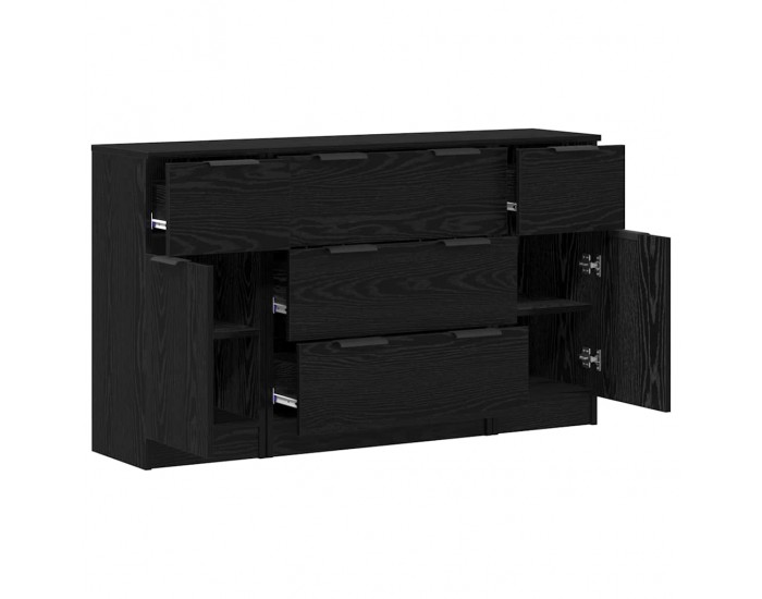 Sonata H Служебен шкаф 3 pcs Черен дъб 121 x 30 x 70 см Инженерно дърво