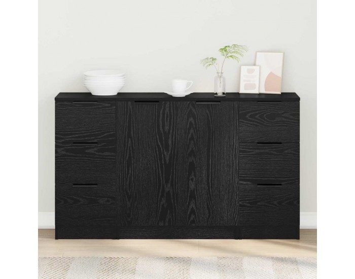 Sonata H Служебен шкаф 3 pcs Черен дъб 121 x 30 x 70 см Инженерно дърво