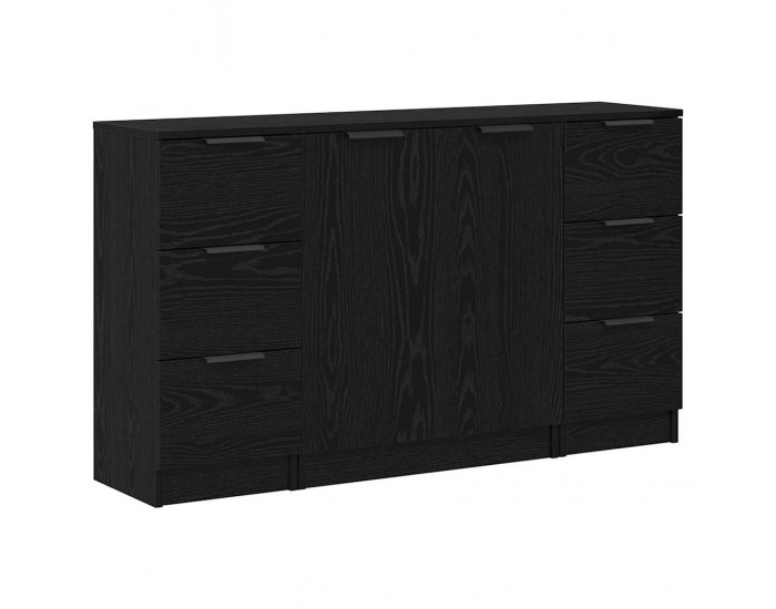Sonata H Служебен шкаф 3 pcs Черен дъб 121 x 30 x 70 см Инженерно дърво