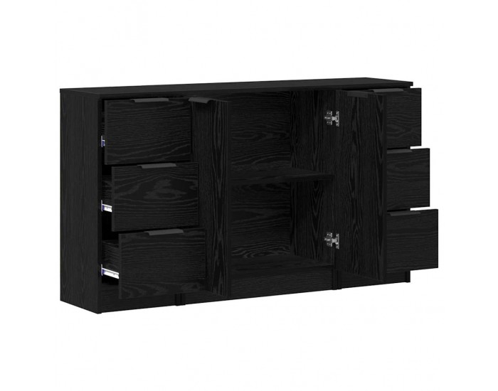 Sonata H Служебен шкаф 3 pcs Черен дъб 121 x 30 x 70 см Инженерно дърво