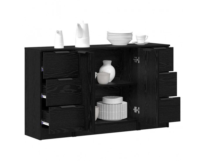 Sonata H Служебен шкаф 3 pcs Черен дъб 121 x 30 x 70 см Инженерно дърво