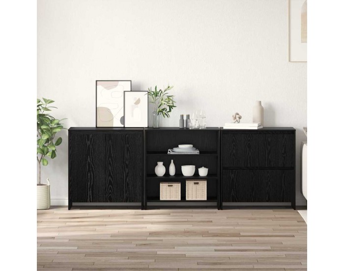 Sonata H Служебен шкаф 3 pcs Черен дъб 70 x 41 x 75 см Инженерно дърво