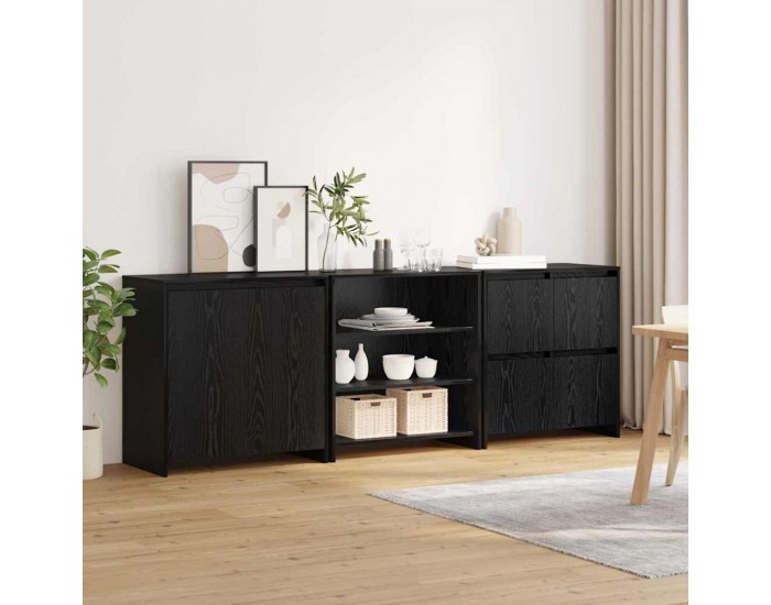 Sonata H Служебен шкаф 3 pcs Черен дъб 70 x 41 x 75 см Инженерно дърво