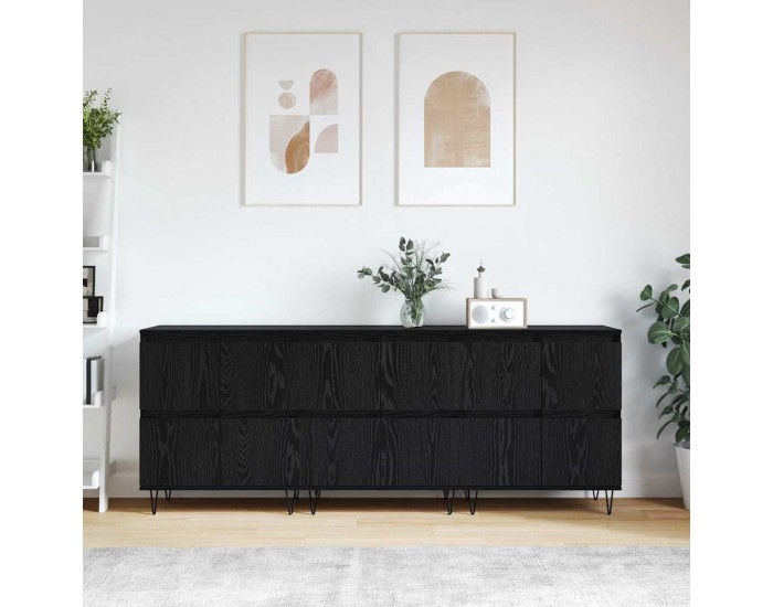 Sonata H Скейдбордове 3 pcs Черен дъб 180 x 35 x 70 см Инженерно дърво