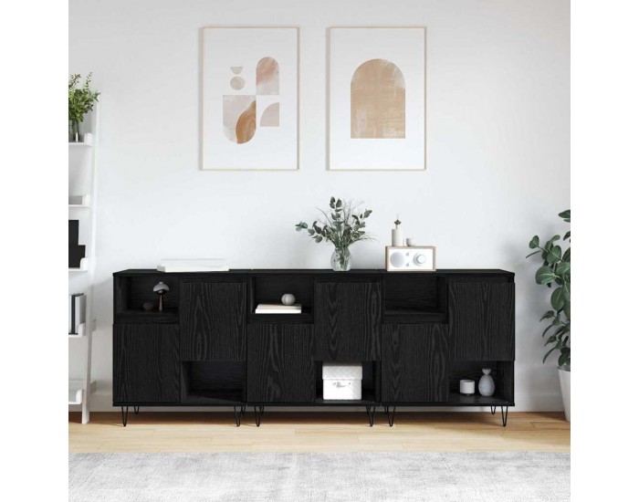 Sonata H Скейдбордове 3 pcs Черен дъб 180 x 35 x 70 см Инженерно дърво