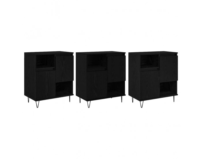 Sonata H Скейдбордове 3 pcs Черен дъб 180 x 35 x 70 см Инженерно дърво