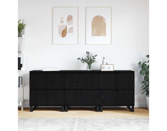 Sonata H Скейдбордове 3 pcs Черен дъб 180 x 35 x 70 см Инженерно дърво