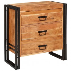 Sonata H Служебен шкаф Кафяво 66 x 33 x 70 см Акациево дърво масив - Corpuri, vitrine, biblioteci modulare