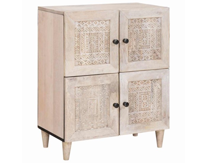 Sonata Bufet Alb decolorat 60 x 33 x 75 cm Lemn de mango solid