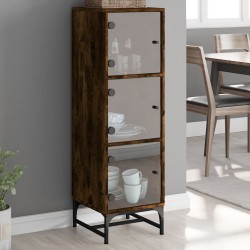 Sonata H Висок шкаф със стъклена врати, опушен дъб, 35x37x120 см - Corpuri, vitrine, biblioteci modulare
